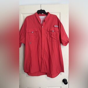 Columbia Short Sleeve Button Fishing Shirt - Coral Red